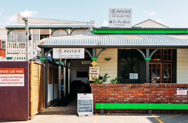 Exterior view of Mayfair Cafe.