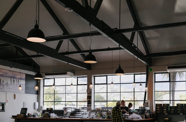 Industrial lighting at McCashins Brewery.