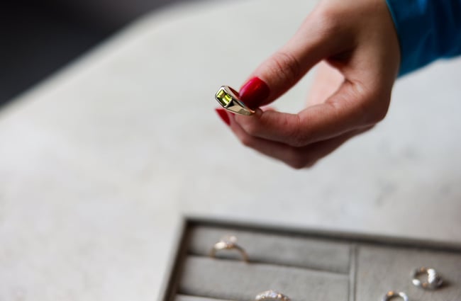 A close up of a ring.