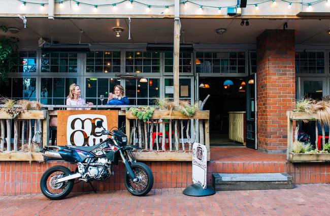 The outside the bar.