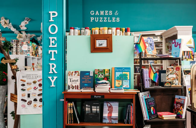 Poetry section at Mewington's Book Shoppe.