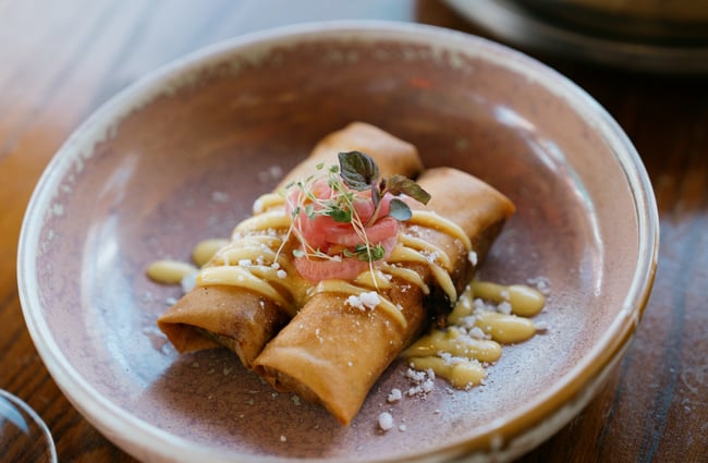 Close up of spring rolls at Midnight Shanghai in Christchurch