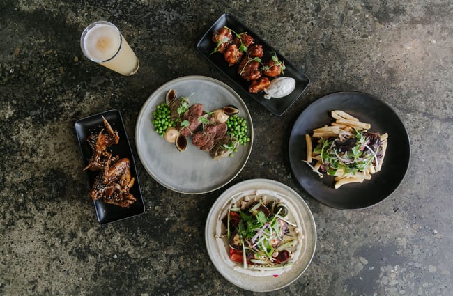 Flatlay of dishes on a table at Ministry of Works, Twizel.