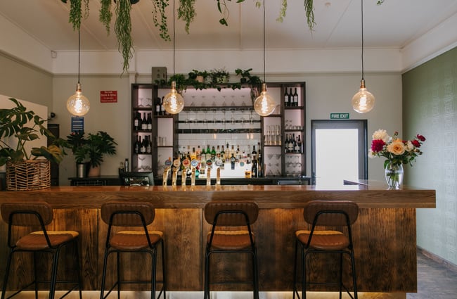 The moody bar area of Mint Folk in Twizel.