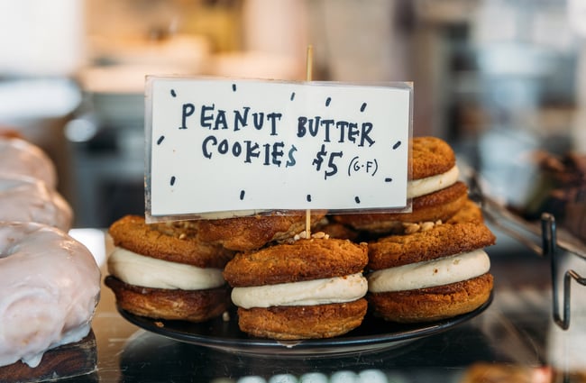 Close up of peanut butter cookies on a plate