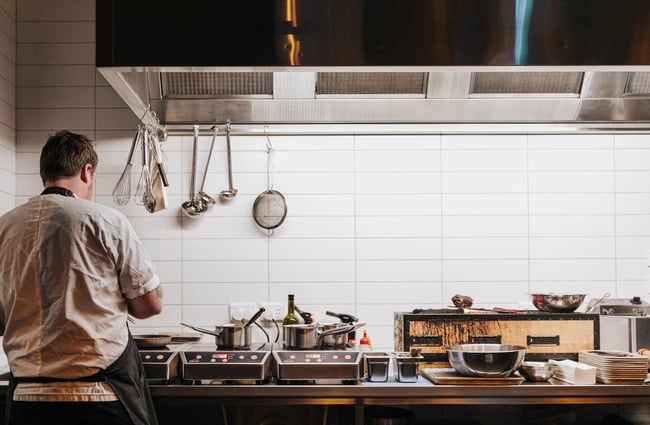 A chef working in the kitchen.