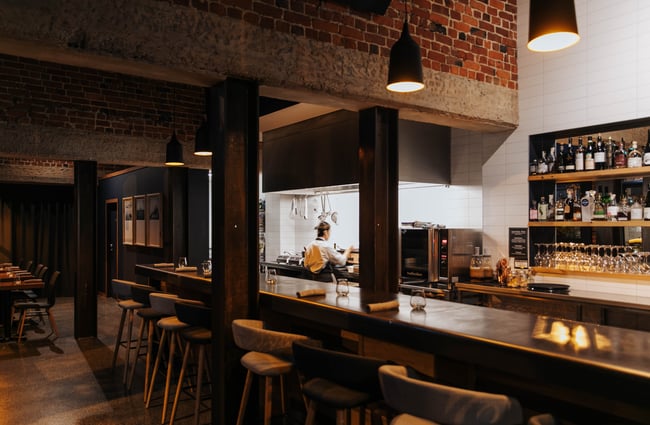 The restaurant and kitchen area.