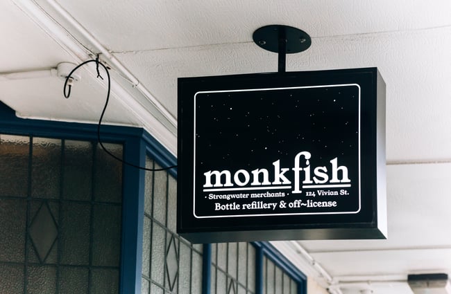 Exterior sign for Monkfish, Wellington.