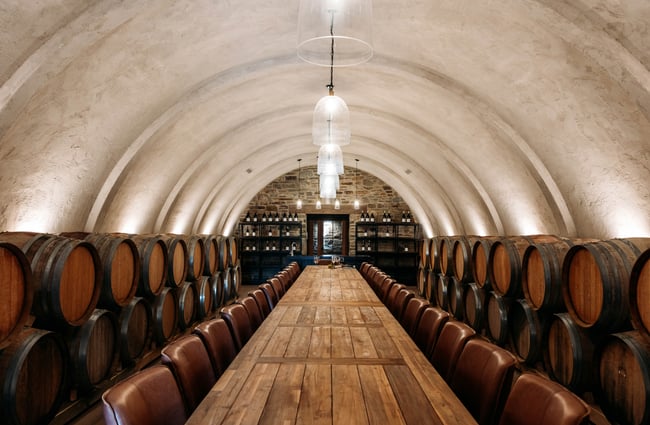 Wine barrels in the cellar at Monte Christo Winery.