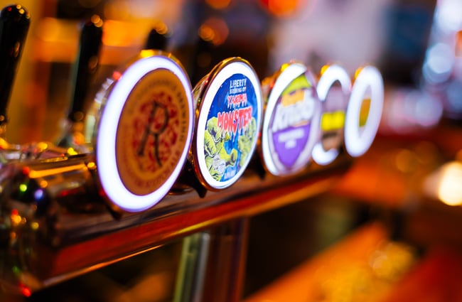 Beers on tap.