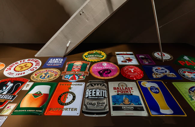 Close up of beer labels at Moon Under Water, Christchurch.