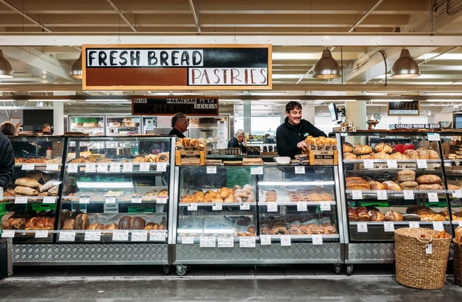 Fresh bread and pastries section at Moore Wilson's.