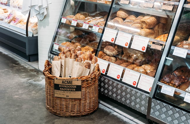Close up of bread basket at Moore Wilson's in Wellington