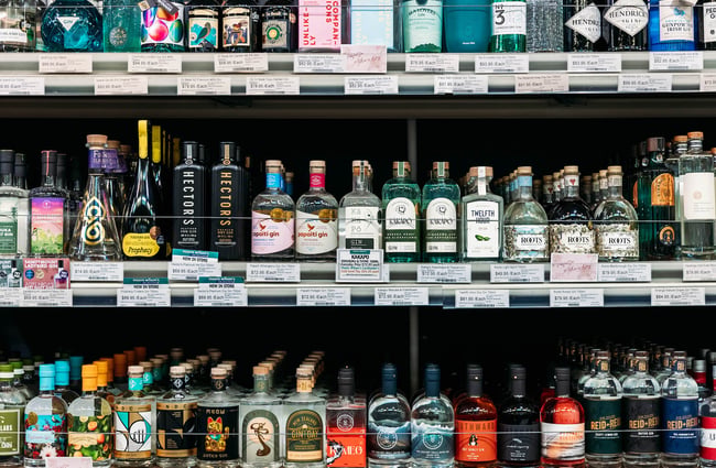 Spirits on shelves at Moore Wilson's in Wellington