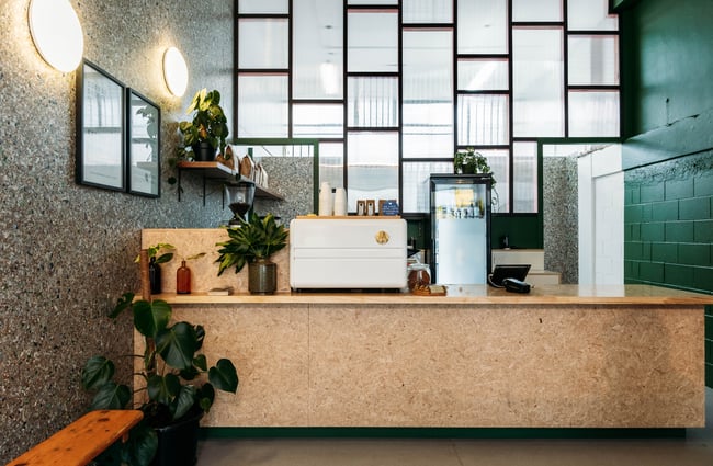 A beautiful looking cafe counter.