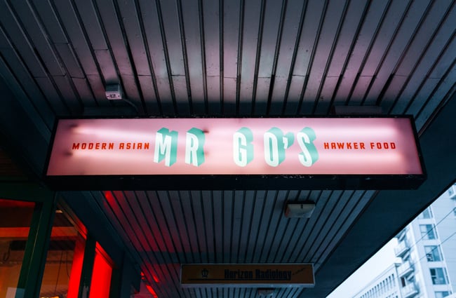Exterior Mr Go's sign.