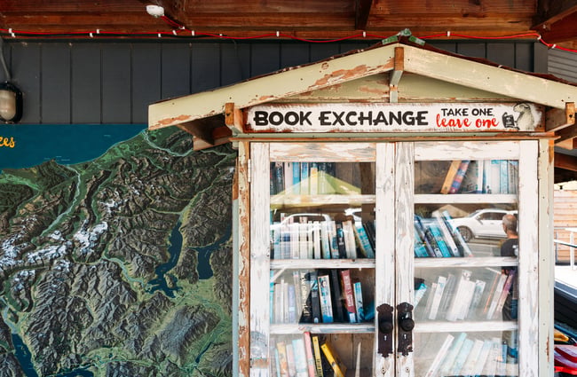 A book exchange at Mrs Woolly's.