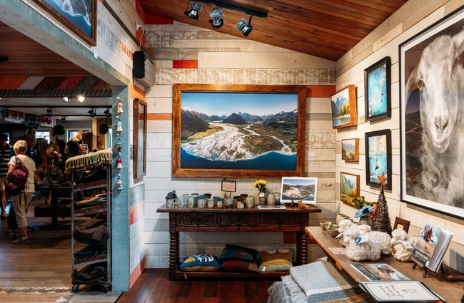 Works of art on display on walls at Mrs Woolly's.