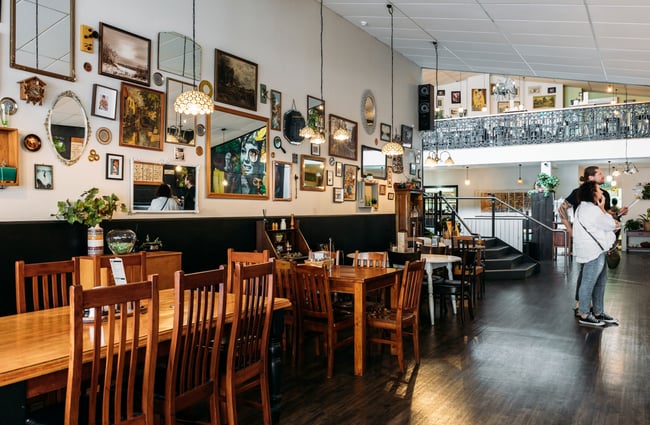 A large cafe interior.