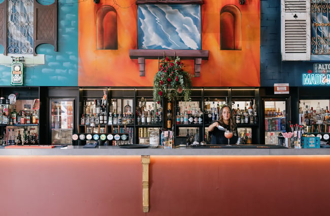 Bartender making margarita cocktail at Muy Muy in Christchurch