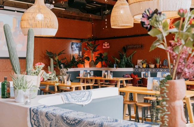 Colourful decor in indoor dining area at Muy Muy in Christchurch