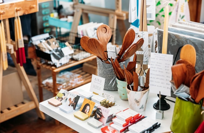 Gifts on display on a table.