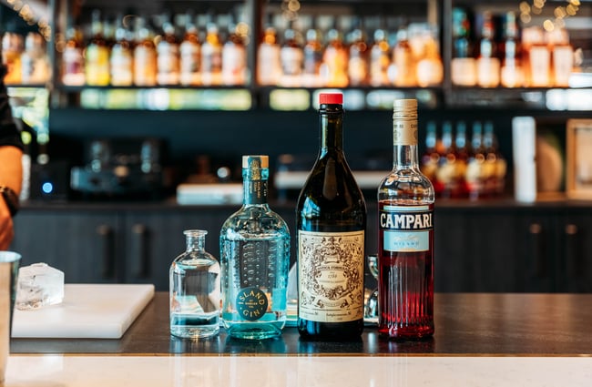 Bottles sitting on the bar at Neat at Made.