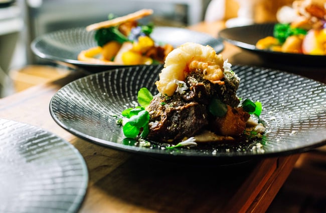 Close up of a meal on a plate.