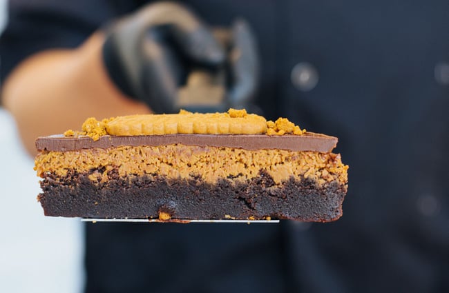 A piece of slice being served at Neverland Cakes.