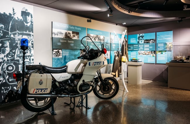 The close up of a police motorcycle.