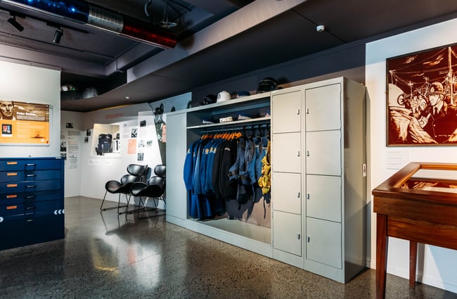 Police uniforms on display inside NZ Police Museum.