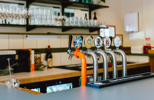 Close up of the beer taps at Next Door, Wellington.