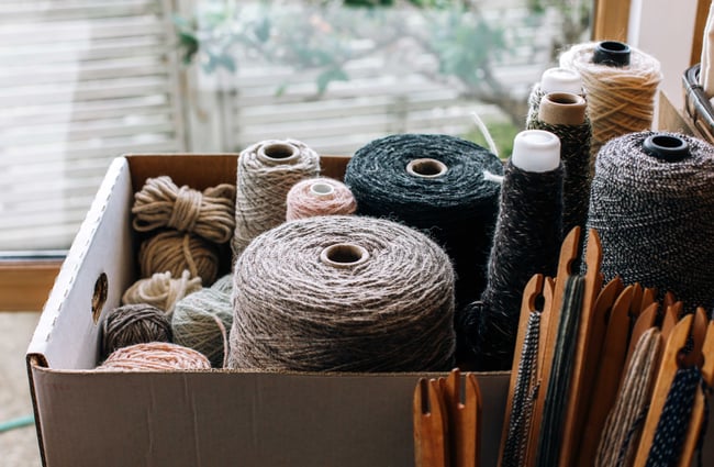 Box of yarns.