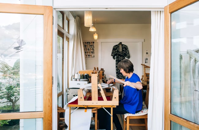 Christine working in her studio.