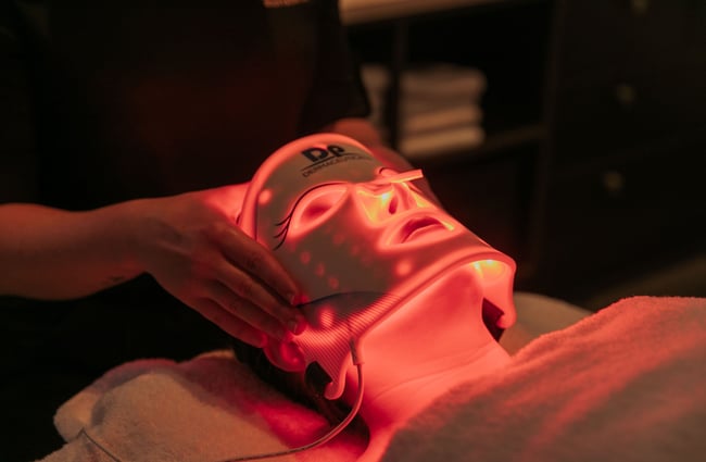 A laser mask on a face.