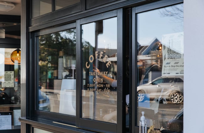 The exterior coffee serving window of No.7 Balmac.