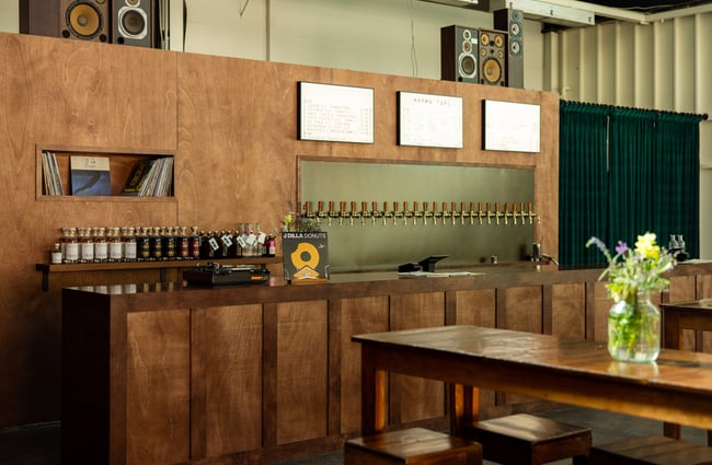 A beautifully made wooden bar.