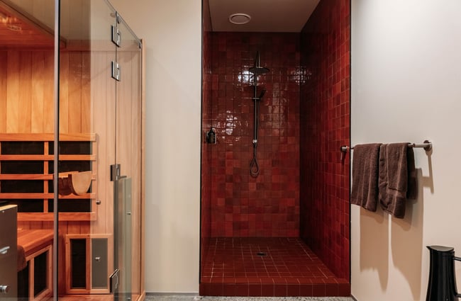 A spa and shower.