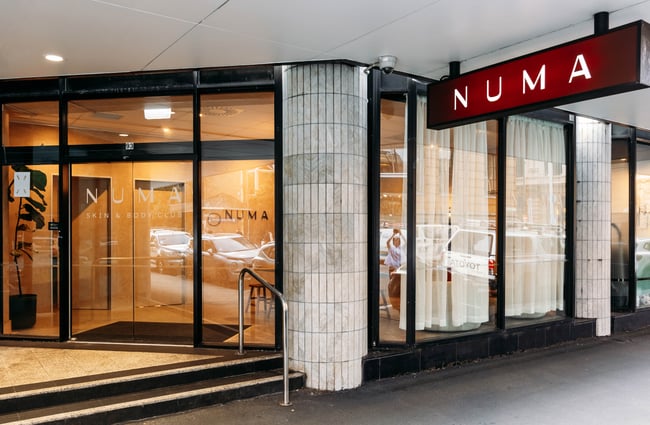 The entrance to Numa Skin and Body Club Wellington.