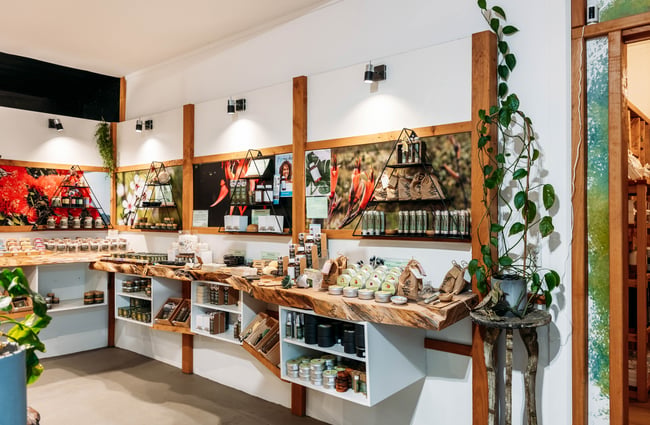 Products on the walls and shelves at NZ Native Oils.