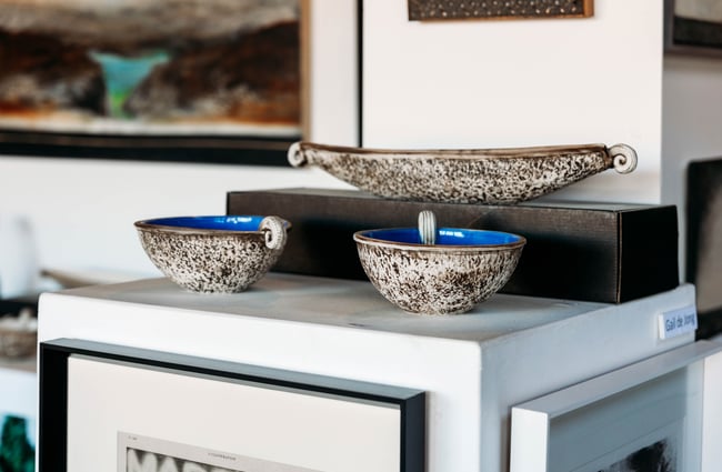 Artistic objects on display in OCTA Gallery in Cromwell Heritage Precinct.