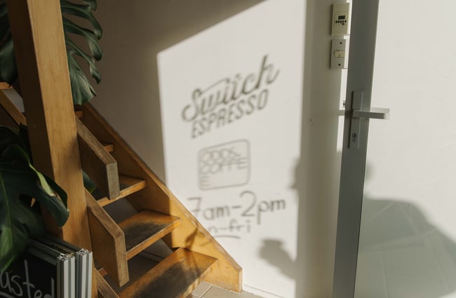 Switch Espresso sign at Odds Coffee.