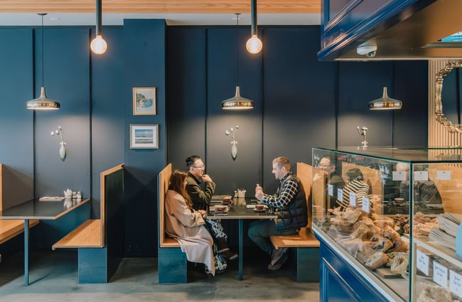People sitting in a cafe.