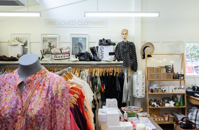 CClothing racks in a shop at the Old School Collective in North Canterbury.