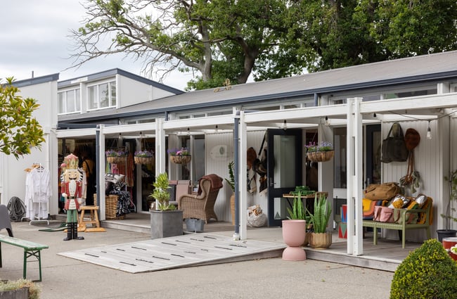 Entrance to one of the shop buildings at the Old School Collective in North Canterbury.