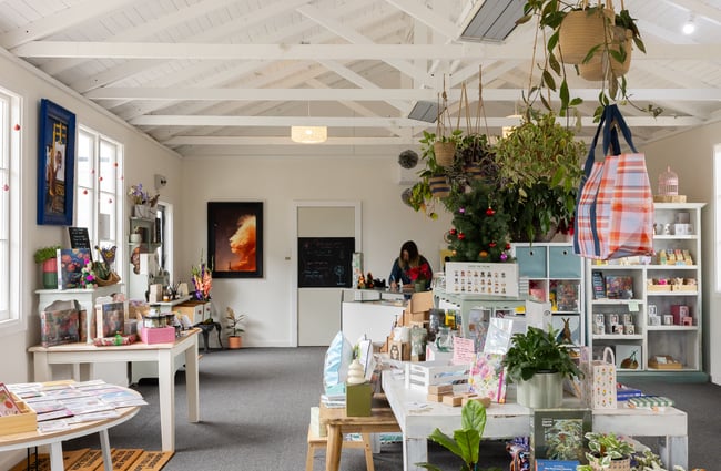 View of a shop with products on display at the Old School Collective in North Canterbury.