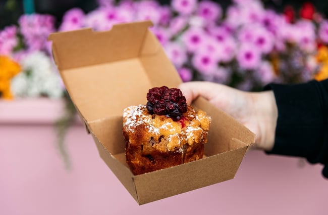 Cake in a box at Olde Beach Bakery.