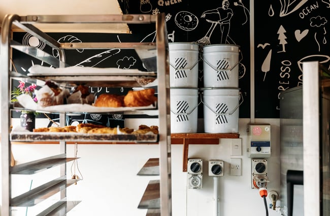 Behind the scenes in the kitchen at Olde Beach Bakery.