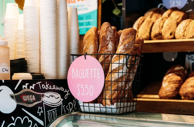 Baguettes for sale at Olde Beach Bakery.