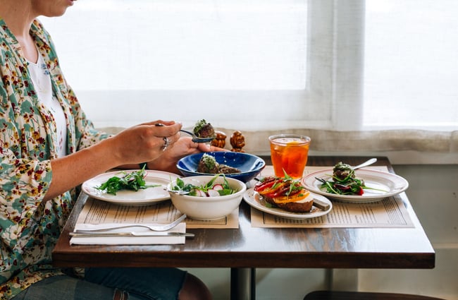 A plate of food on a table.